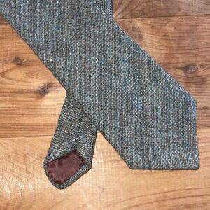 VTG Millars Clifden Connemara Blue Brown Donegal Tweed Wool Tie Made in Ireland